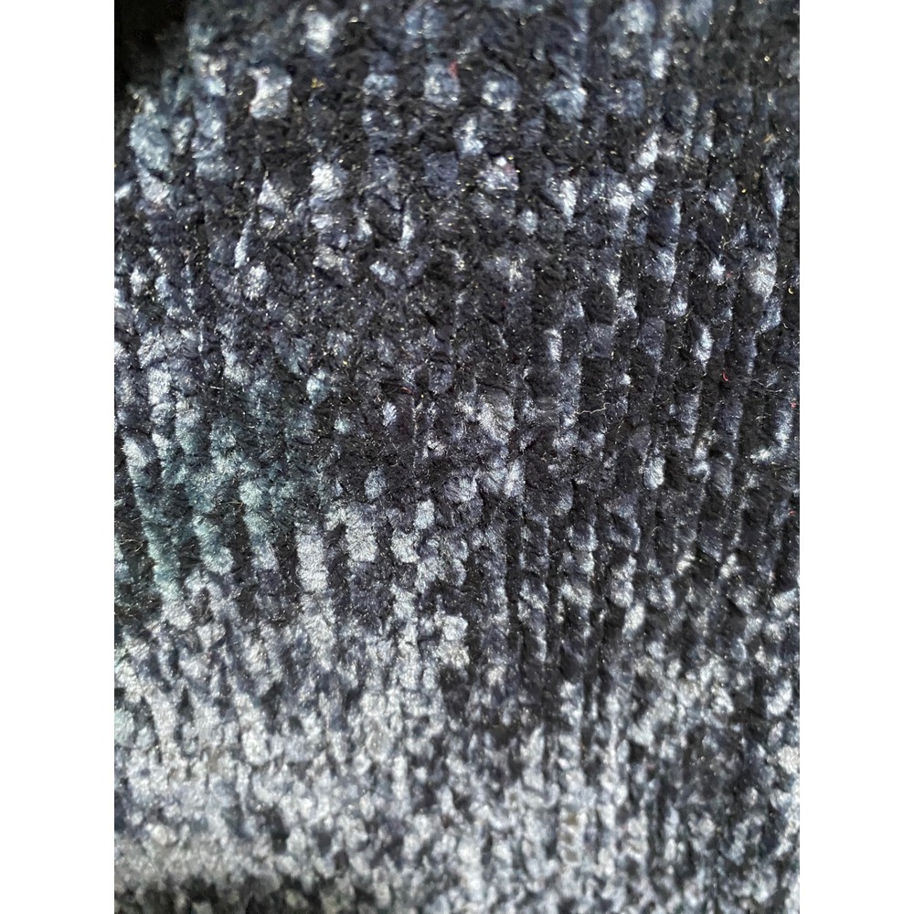 Listicle Womens Navy Blue Chenille Knit Crewneck Sweater Soft Plush Pullover S - Picture 3 of 5